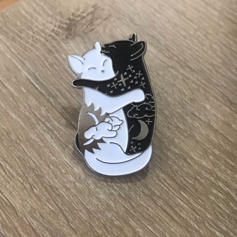 Sun & Moon Enamel Cat Pin